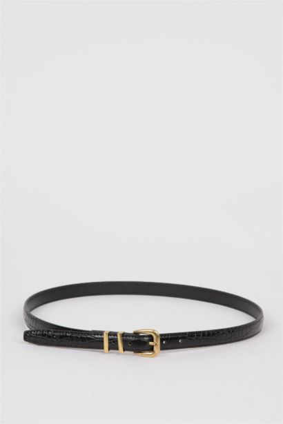 Woman Faux Leather 2 Piece Dress Belt