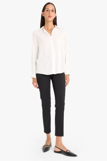 High Waist Straight Leg Satin Trousers