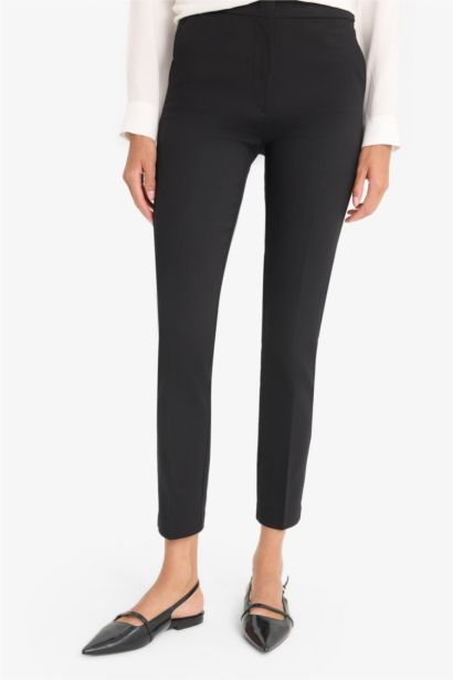 High Waist Straight Leg Satin Trousers