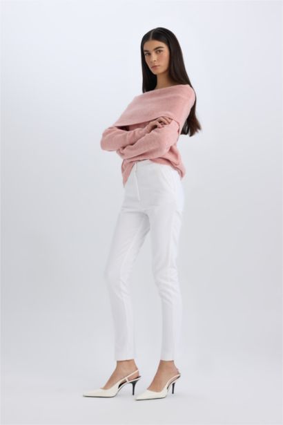 Carrot Fit Regular Hem Satin Trousers