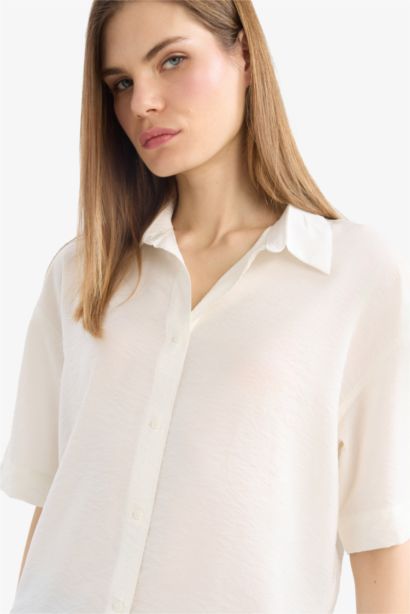 Oversize Fit Shirt Collar Short Sleeve Shirt