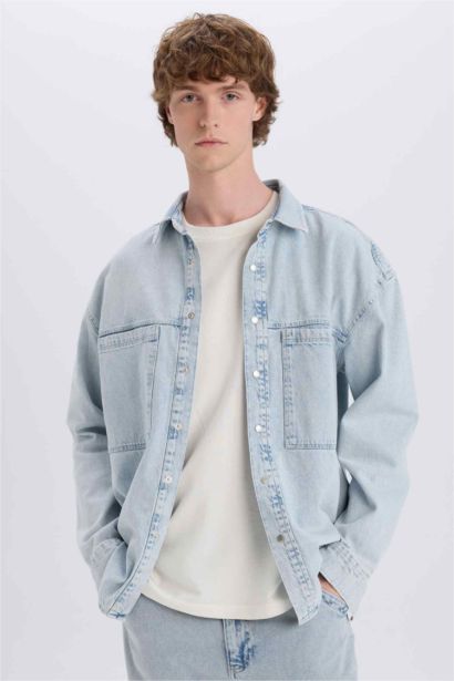 Oversize Fit Long Sleeve Denim Shirt