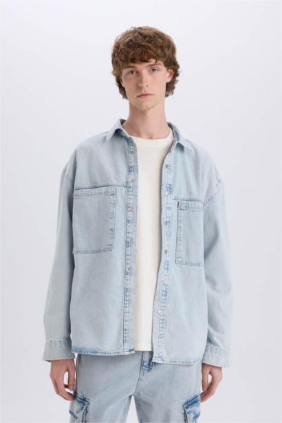 Oversize Fit Long Sleeve Denim Shirt