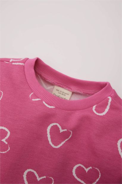 طقم بيبي بناتي قصة عادية سويت شيرت وبنطلون - قطعتين