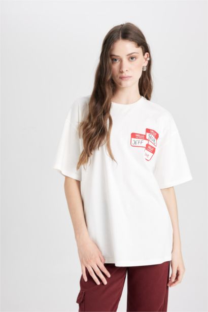 Beetlejuice Oversize Crew Neck Printed T-Shirt