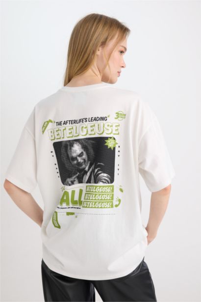 Beetlejuice Oversize Crew Neck Printed T-Shirt