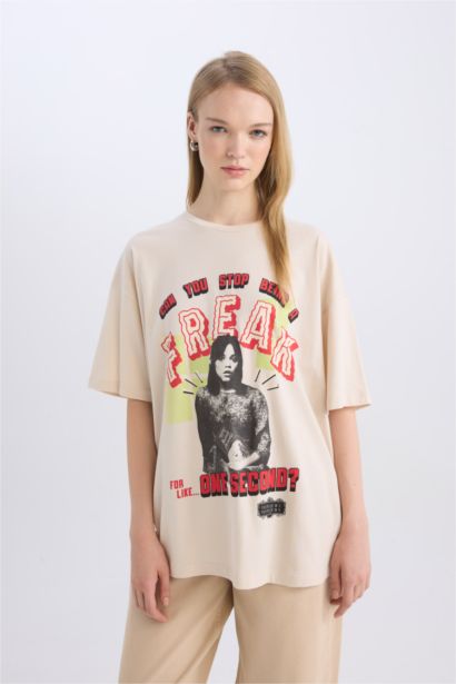 Beetlejuice Oversize Crew Neck Printed T-Shirt