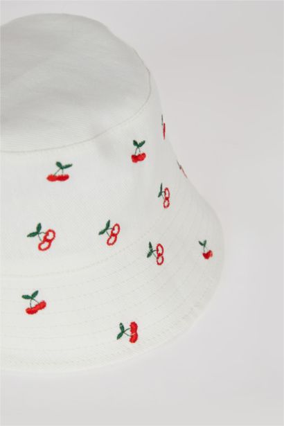 Kız Çocuk Desenli Pamuklu Bucket Şapka