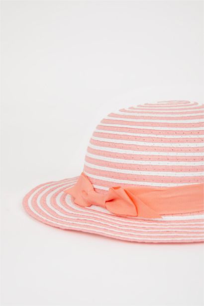 Çizgili Hasır Şapka Kız Çocuk