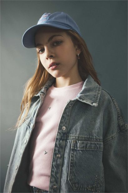 Girl Embroidered Denim Look Cap