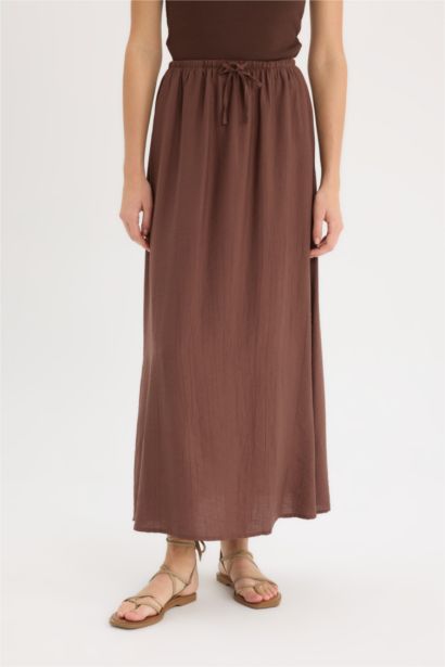 A Cut Normal Waist Maxi Skirt
