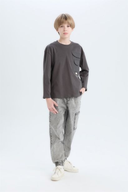 Boy Loose Fit Crew Neck Printed Oversize T-Shirt