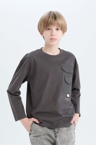 Boy Loose Fit Crew Neck Printed Oversize T-Shirt