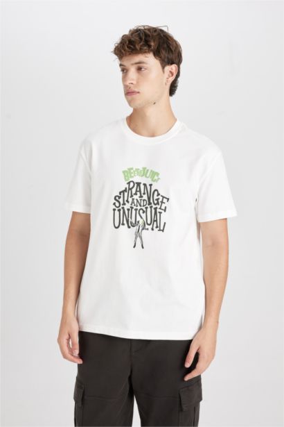 تيشيرت قصة عادية برقبة مستديرة