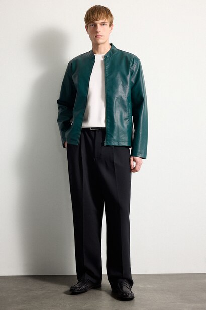 Zipper Faux Leather Jacket