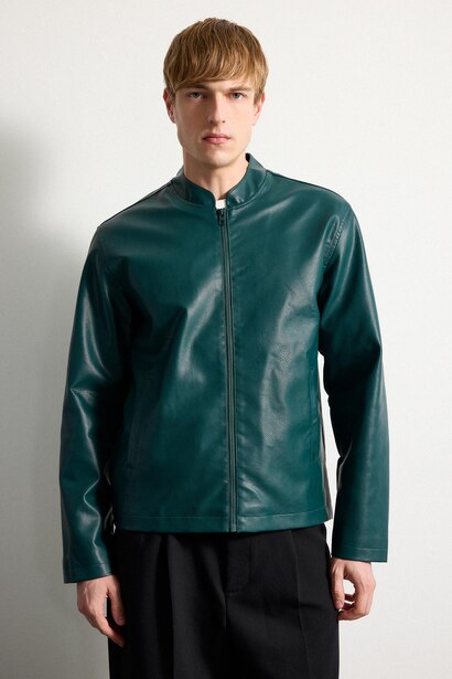Zipper Faux Leather Jacket