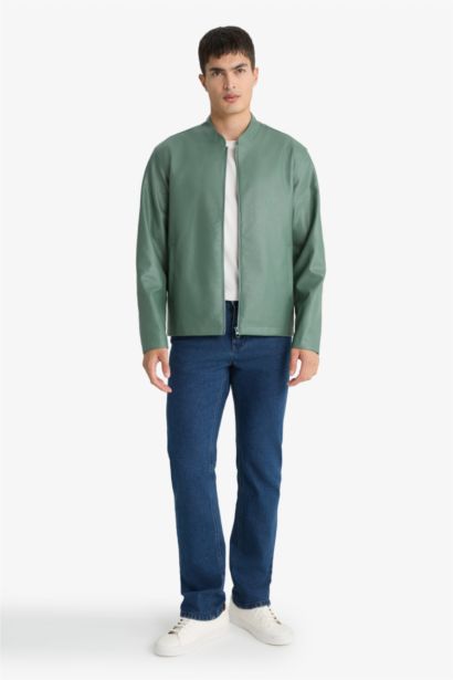 Su İtici Slim Fıt Suni Deri Mont