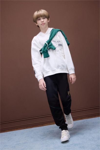 Boy Printed Elastic Waist Leg Sweatpants