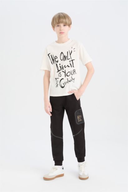 Boy Printed Elastic Waist Leg Sweatpants
