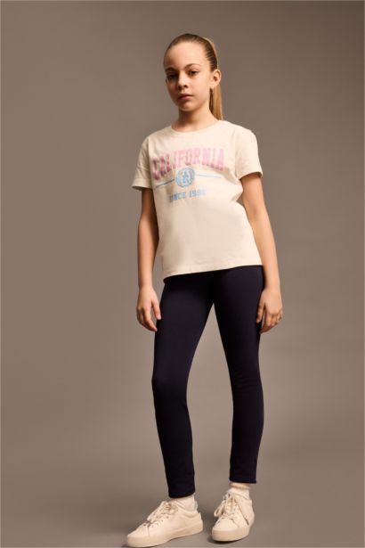 Футболка для девочек с круглым вырезом и принтом, короткий рукав