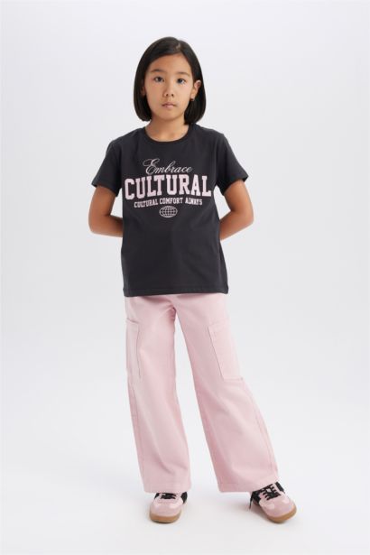 Қыздарға дөңгелек жаға жануар қысқа жеңді Қысқа жеңді футболка