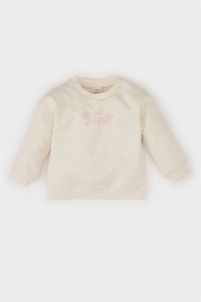 Bisiklet Yaka Baskılı Sweatshirt Kız Bebek