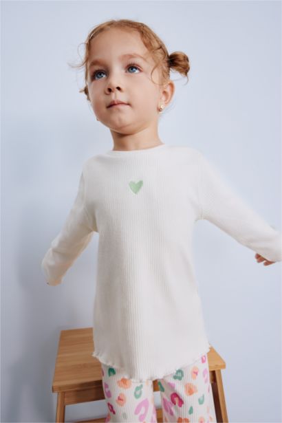 T-shirt imprimé à col rond et manches longues pour bébé fille