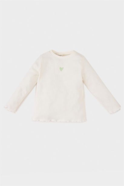 T-shirt imprimé à col rond et manches longues pour bébé fille