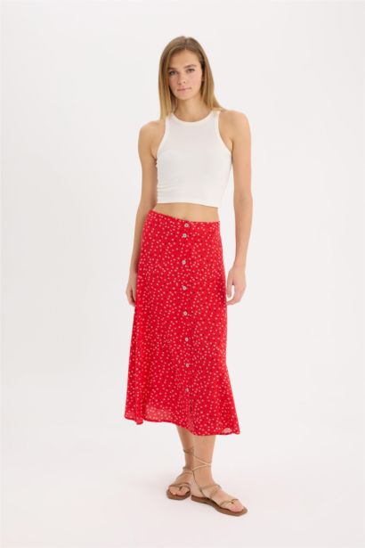 гүлді a-сызықты орташа ұзындық Тоқылған юбка