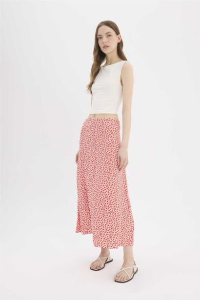 A Cut Floral Normal Waist Maxi Skirt