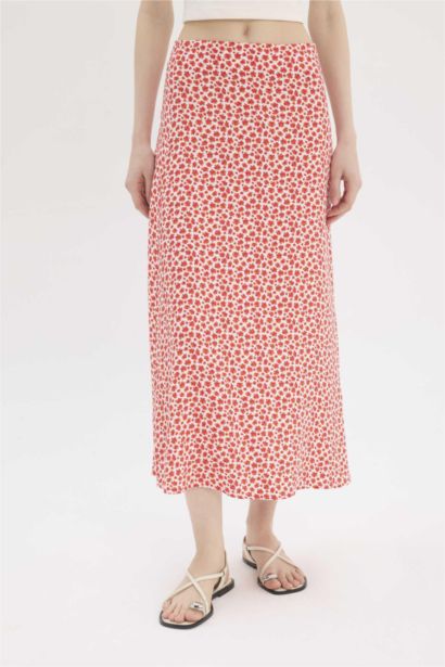 A Cut Floral Normal Waist Maxi Skirt