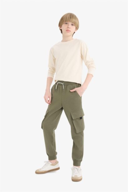 Boy Elastic Waistband Cargo Sweatpants