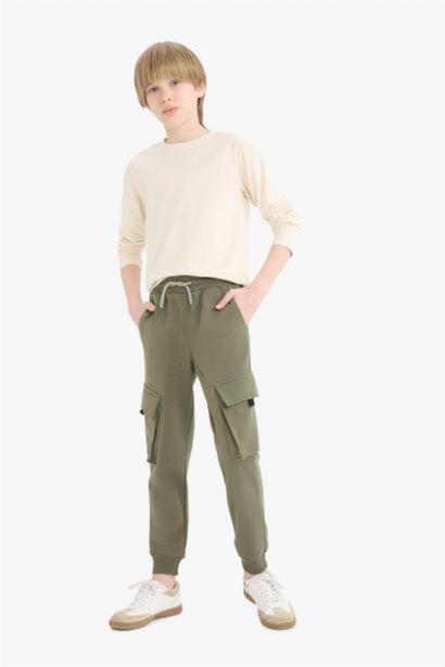 Boy Elastic Waistband Cargo Sweatpants