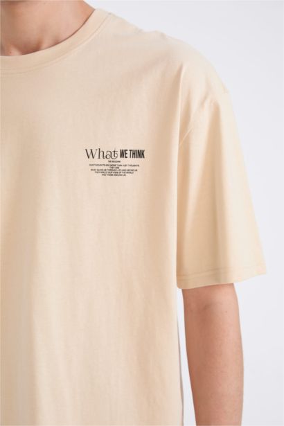 Oversize Fit Crew Neck Printed Short Sleeve T-Shirt