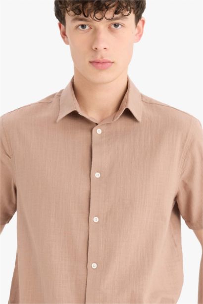 Regular Fit Polo Neck Summer Cotton Shirt