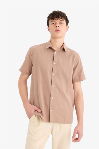 Regular Fit Polo Neck Summer Cotton Shirt