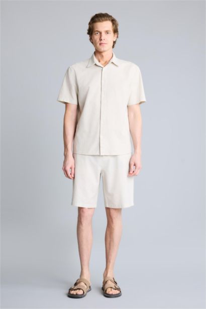 قميص صيفي نص ردن قطن قصة عادية بياخة بولو