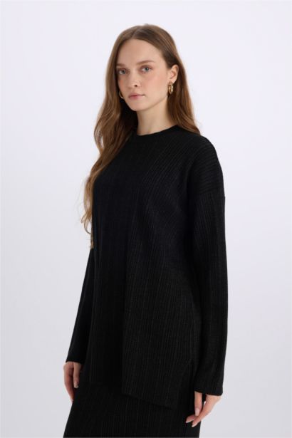 Relax Fit Crew Neck Basic Knit Pullover Tunic