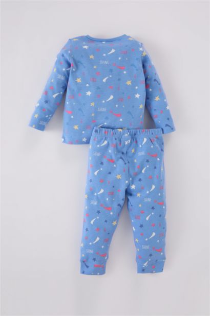 Baby Girl Star Patterned Top Bottom 2 Piece Pajama Set