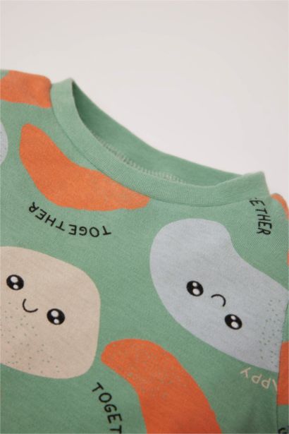 2 piece Regular Fit Crew Neck Printed Knitted Pyjamas