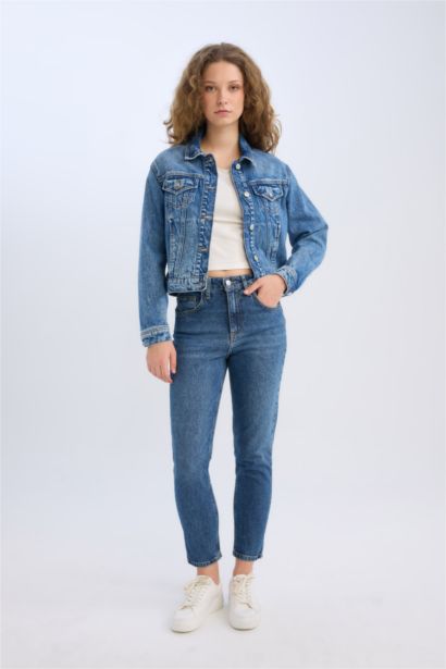 %100 Pamuk Regular Fıt Denim Ceket