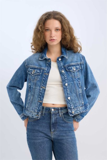 %100 Pamuk Regular Fıt Denim Ceket