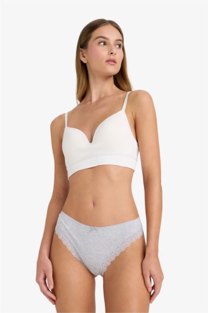 Fall in Love Lace Detailed Ribbed 3 Piece Brazilian Panties