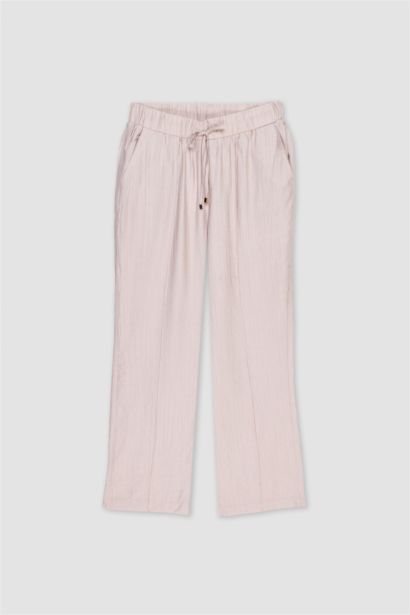 بنطلون قماش كرنكيل قصة مستقيمة بجيب