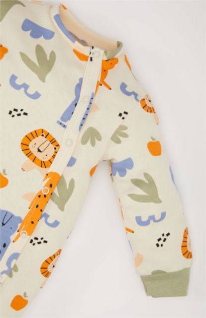 Baby Boy Newborn Safari Printed Snap Jumpsuit