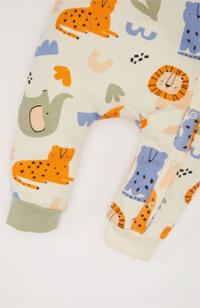 Baby Boy Newborn Safari Printed Snap Jumpsuit