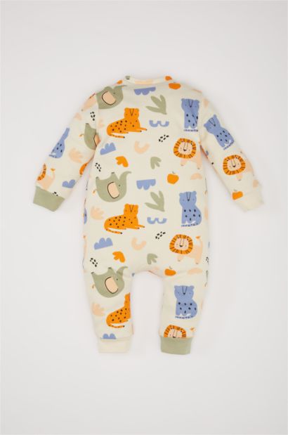 Baby Boy Newborn Safari Printed Snap Jumpsuit