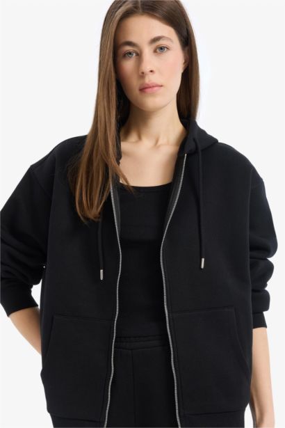 Relax Fit Thick Sweatshirt Fabric Cardigan