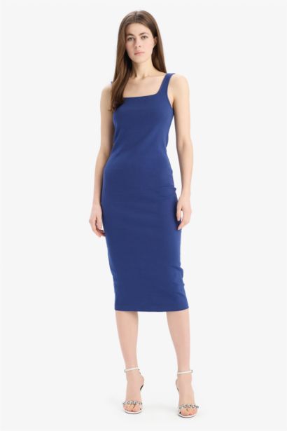 Bodycon Square Collar Camisole Sleeveless Midi Dress