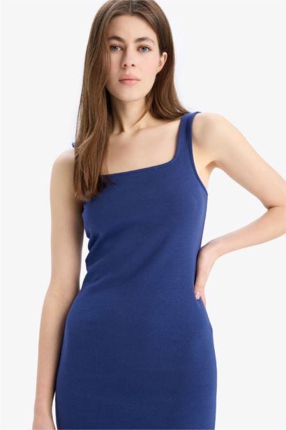 Bodycon Square Collar Camisole Sleeveless Midi Dress